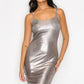 Scoop neck foil mini dress