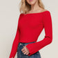 Long flare slv off shoulder sweater