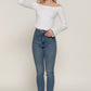 Long flare slv off shoulder sweater