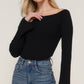 Long flare slv off shoulder sweater