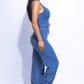 Washed Jumpsuit With Adjustable Ankle