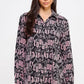 Printed Satin Long Sleeve Tunic Top