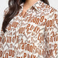 Printed Satin Long Sleeve Tunic Top