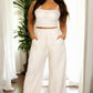 Plus Bustier Crop Cami Top & Slant Pocket Straight Pants