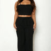 Plus Bustier Crop Cami Top & Slant Pocket Straight Pants