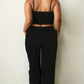 Plus Bustier Crop Cami Top & Slant Pocket Straight Pants