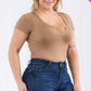 Plus Size Casual Split Neck Solid Short Sleeve Bodysuit