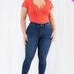 Plus Size Casual Split Neck Solid Short Sleeve Bodysuit