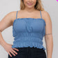 Plus Size Tiered Shirred Body Crop Top