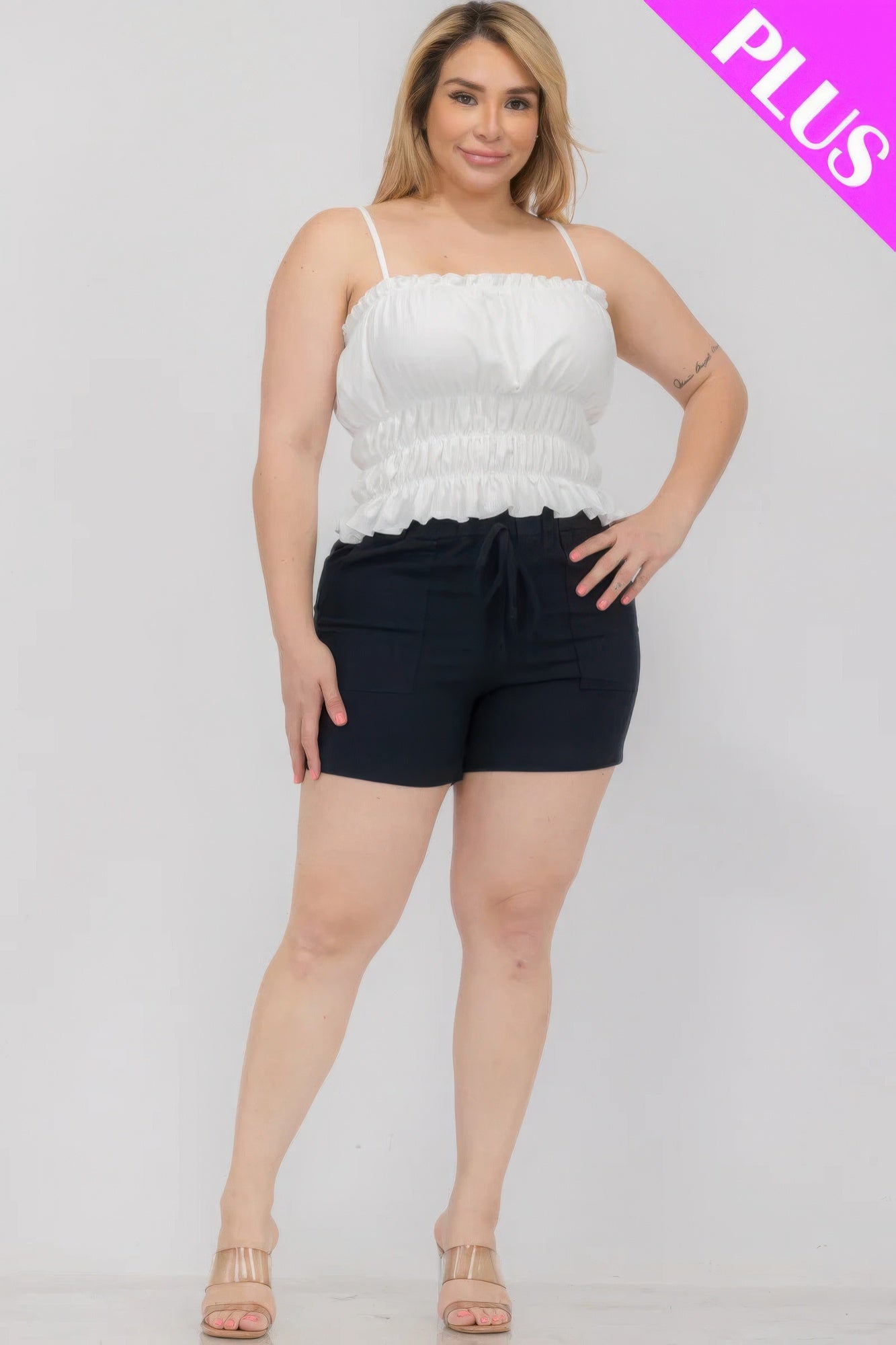 Plus Size Tiered Shirred Body Crop Top