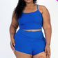 Plus Size Ribbed Cami Crop Top & Ruched Shorts Set