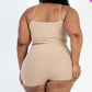 Plus Size Ribbed Cami Crop Top & Ruched Shorts Set