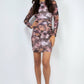 Floral Mesh Ruched Bodycon Dress