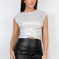 Ruched Sleeveless Asymmetric Crop Top