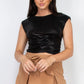 Ruched Sleeveless Asymmetric Crop Top