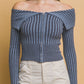 Ribbed bardot zip up long sleeve