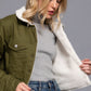 Button Closure Sherpa-lined Twill Jacket