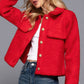 Long Slv Teddy Fleece Short Jacket