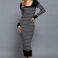 Long Slv Round Neck Stripe Sweater Long Dress