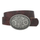 Flower Embossed Oval Buckle Vintage Strap Belt