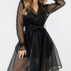 Side Tacking Waist Tie Mesh Coat