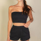 Simple Solid Color Tube Top And Shorts Two Piece Set