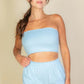 Simple Solid Color Tube Top And Shorts Two Piece Set