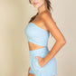 Simple Solid Color Tube Top And Shorts Two Piece Set