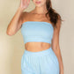 Simple Solid Color Tube Top And Shorts Two Piece Set