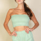 Simple Solid Color Tube Top And Shorts Two Piece Set