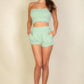 Simple Solid Color Tube Top And Shorts Two Piece Set