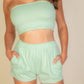 Simple Solid Color Tube Top And Shorts Two Piece Set