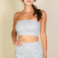 Simple Solid Color Tube Top And Shorts Two Piece Set