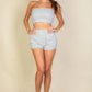 Simple Solid Color Tube Top And Shorts Two Piece Set