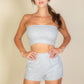 Simple Solid Color Tube Top And Shorts Two Piece Set