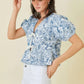 Denim Embroidered Crop Top With Front Tie Detail