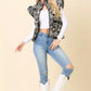 Floral Velvet Embroidered Denim Puffer Vest