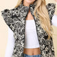 Floral Velvet Embroidered Denim Puffer Vest