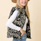 Floral Velvet Embroidered Denim Puffer Vest