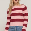 Long Slv Crew Neck Stripe Sweater