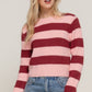 Long Slv Crew Neck Stripe Sweater