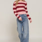 Long Slv Crew Neck Stripe Sweater