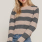 Long Slv Crew Neck Stripe Sweater