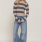 Long Slv Crew Neck Stripe Sweater