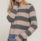 Long Slv Crew Neck Stripe Sweater