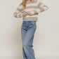 Long Slv Crew Neck Stripe Sweater