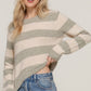 Long Slv Crew Neck Stripe Sweater