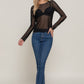 Long Slv Mesh W/rhinestone Top