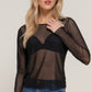 Long Slv Mesh W/rhinestone Top