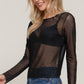 Long Slv Mesh W/rhinestone Top